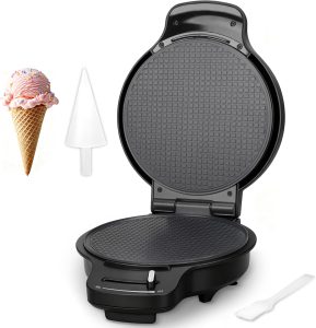 Baker's Friend Machine à Gaufres Cornets de Glace avec Réglage de Brunissage, Gaufrier Fin 7,5
