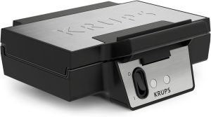 Krups FDK FDK261 - Gaufrier Iconic 850 W - Plaques antiadhésives en céramique - Design emblématique - Rangement vertical - Facile à utiliser - Noir/acier inoxydable